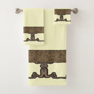 Arts And Crafts Vintage Roycroft Fruit Tree Hedge Bath Towel Set