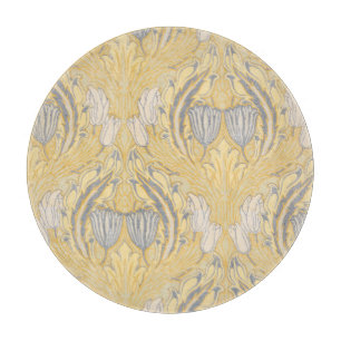 Arts and Crafts Walter Crane Blue White Tulips Cutting Board