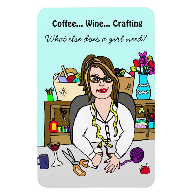 Arts and Crafts Wine Coffee and Crafts Magnet (Vertical)