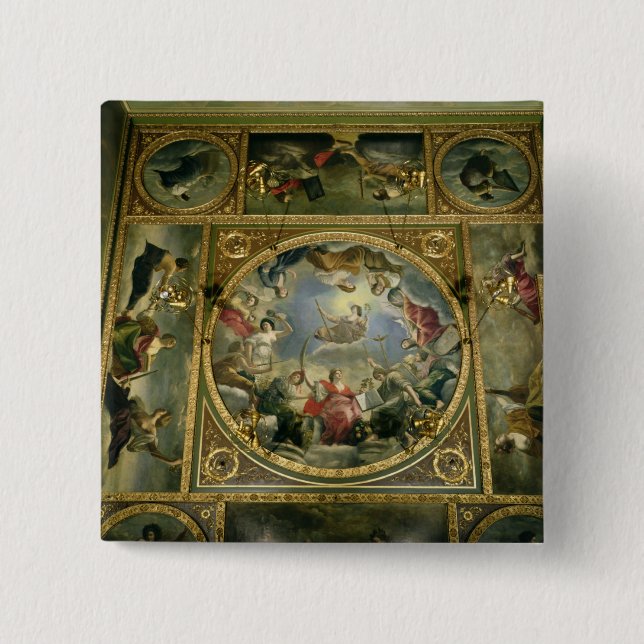 Arts and Sciences, 1636 2 Inch Square Button (Front)