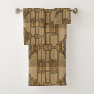 Arts & Crafts Craftsman and Mission Style floral  Bath Towel Set