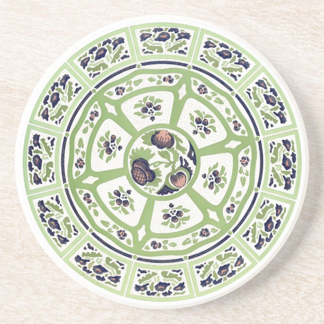 Arts & Crafts, Craftsman or Mission Floral Plate Coaster (Front)