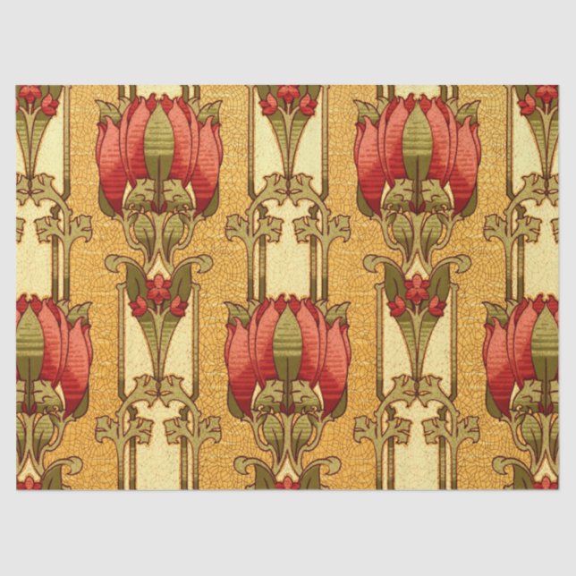 Arts & Crafts, Craftsman or Mission Style Flowers Tissue Paper (Front)