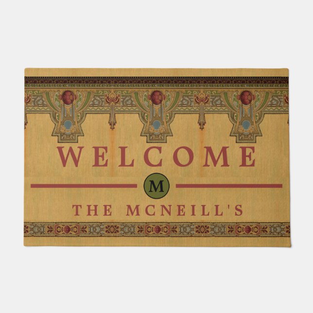 Arts & Crafts, Craftsman or Mission Style Roses Doormat (Front)