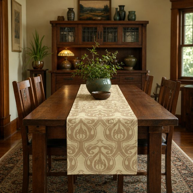 Arts & Crafts Foliage Pattern Customizable Colours Short Table Runner (Creator Uploaded)
