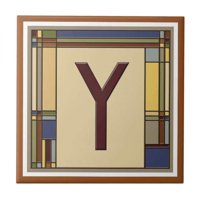 Arts & Crafts Geometric Initial Y Tile (Front)