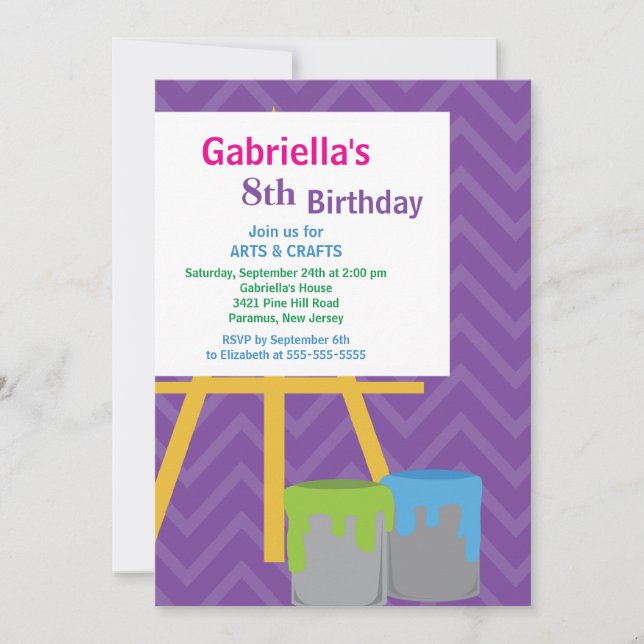 Arts & Crafts Kids Paint Birthday Party Invitation (Front)