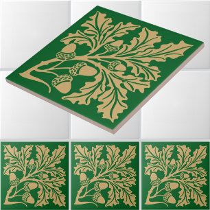 Arts & Crafts Medieval Style Oak Leaves & Acorns Tile