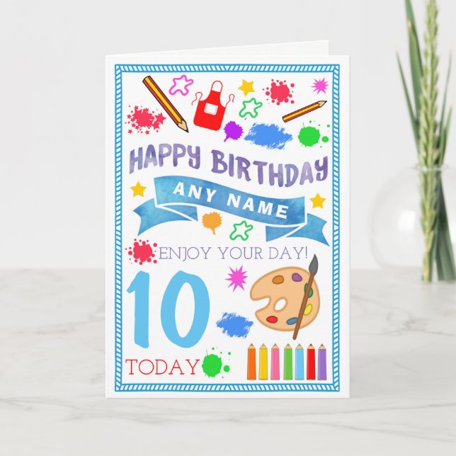 Arts & Crafts Painting Personalised Birthday Card (Front)