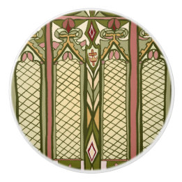 Arts & Crafts stained glass inspired door pulls. Ceramic Knob