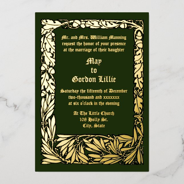 Arts & Crafts Style Acorns & Oak Leaves Border (Front)