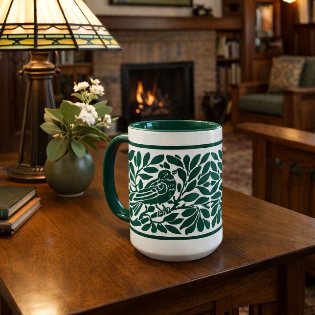 Arts & Crafts Style Bird On Branch  Mug (Creator Uploaded)