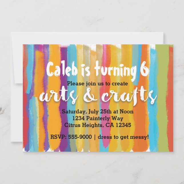 Arts & Crafts Watercolor Paint Party Invitation (Front)