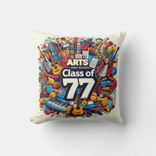 Arts high school class of 77 throw pillow (Front)