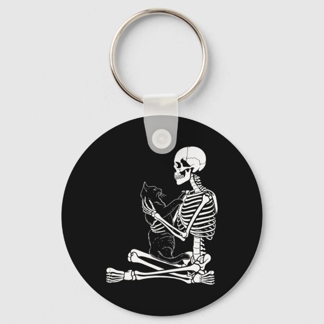Arts Kitty Skeleton Halloween Costume Skull And Ca Keychain (Front)