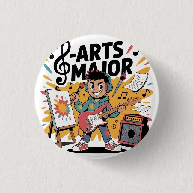 Arts Major Boy - Illustration Unique Creation 1 Inch Round Button (Front)