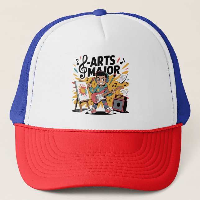Arts Major Boy - Illustration Unique Creation Trucker Hat (Front)