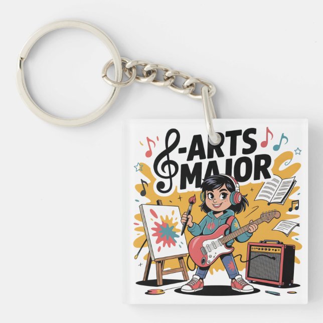 Arts Major Cartoon Illustration - Unique Creative  Keychain (Front)