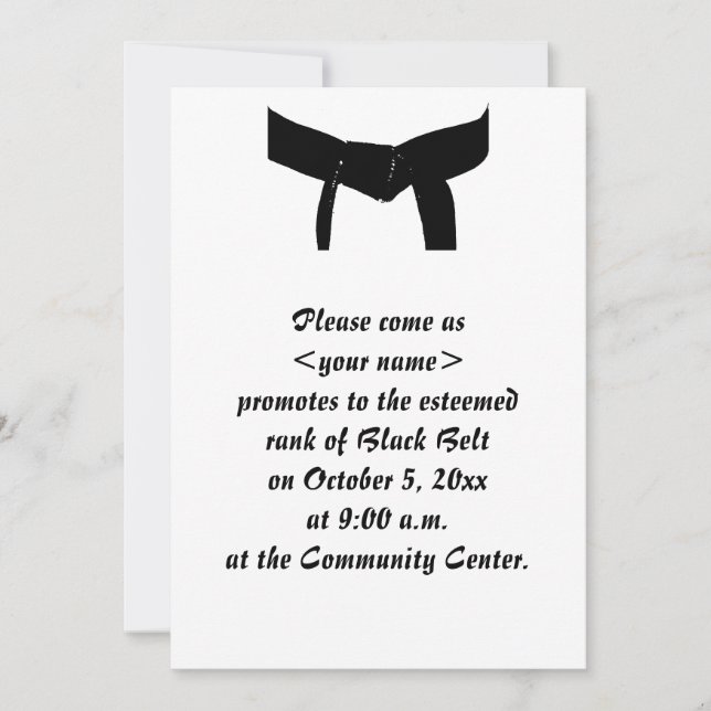 Arts martiaux Bold Black Belt Promotion Invitation (Devant)
