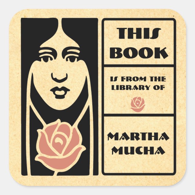 Arts Nouveau style bookplate Square Sticker (Front)