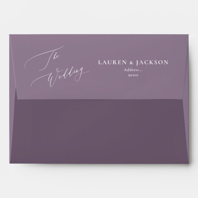 ArtsApp Dusty Purple Calligraphy Wedding DIY  Envelope (Back (Top Flap))