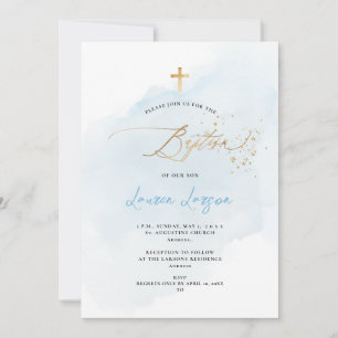 ArtsApp Elegant H2 Washed Pale Blue Baptism Invitation