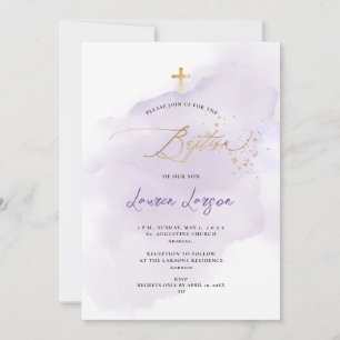 ArtsApp Elegant H2 Washed Purple Baptism Invitation