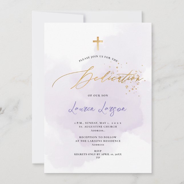 ArtsApp Elegant H2 Washed Purple Dedication Invitation (Front)