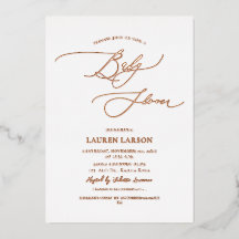 ArtsApp Elegant Rose Gold Calligraphy Baby Shower 