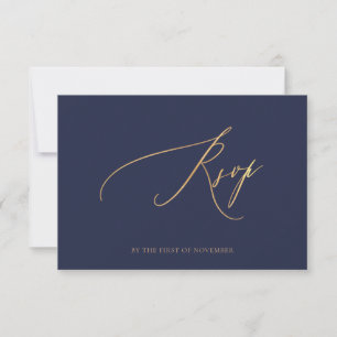 ArtsApp Élégant RSVP Bleu Nuit Calligraphie Luxe