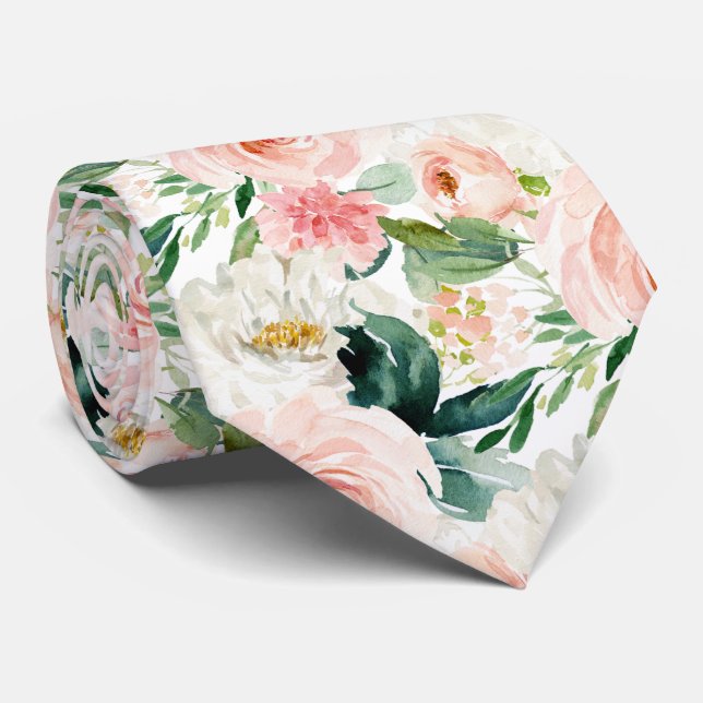 ArtsApp H2  Blush Pink Roses Wedding Tie (Rolled)