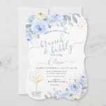 ArtsApp H2 Dusty Blue Roses Brunch Bubbly Invitation<br><div class="desc">ArtsApp bridal shower - brunch & bubbly invitation -- dusty blue watercolor roses,  dusty blue eucalyptus foliage and white daisies sprinkled with gold dust.  Accented with a pink champagne glass with gold bubbles.  All elements are editable. Copyright © 2023 ArtsApp™. All rights reserved.</div>