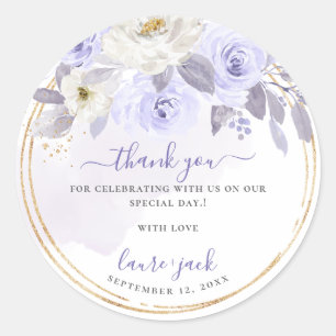ArtsApp H2 Dusty Purple Roses DIY Event Thank You Classic Round Sticker