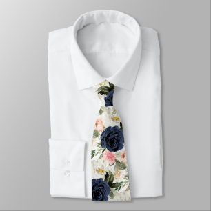 ArtsApp H2 Navy Blush Roses Wedding Tie