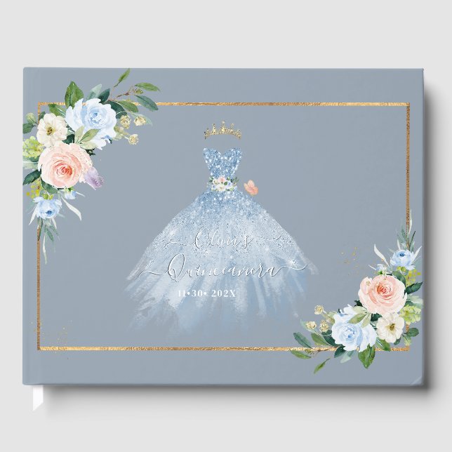 ArtsApp H2 Ombre Blush Pink Sparkling Quinceanera Guest Book (Front)