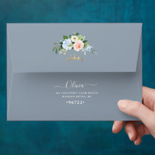 ArtsApp H2 Pink Blue Roses Sparkling Quinceanera Envelope