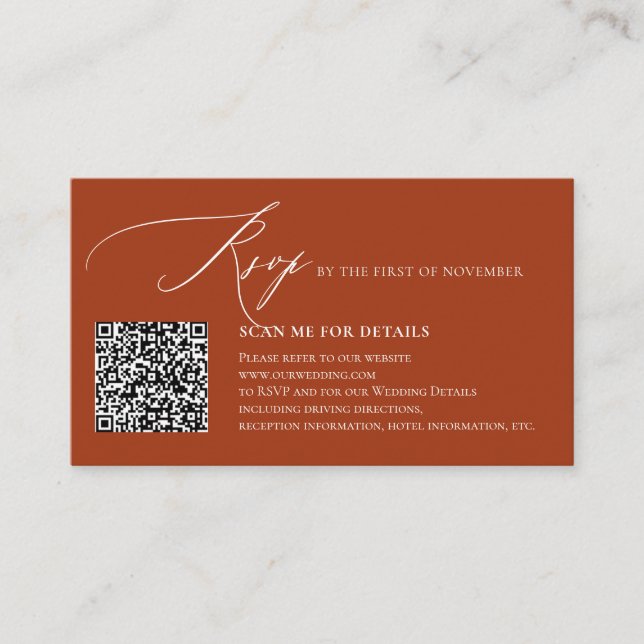 ArtsApp QR Code elegant RSVP Luxe Calligraphy Enclosure Card (Front)