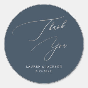 ArtsApp Silver Calligraphy Thank You DIY Colour Classic Round Sticker