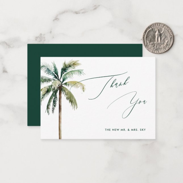 ArtsApp Tropical Luxe Calligraphy Thank You Card (Front/Back In Situ)