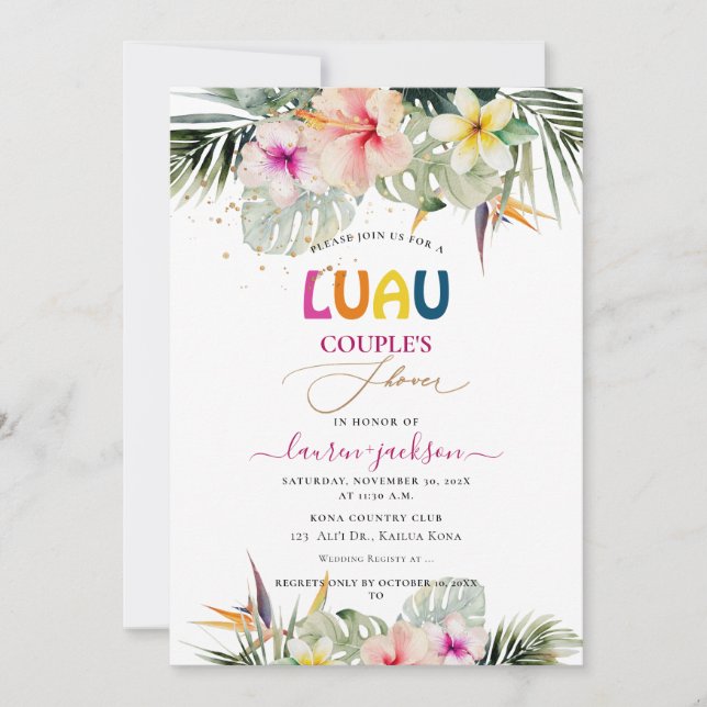 ArtsApp Tropical Paradise Luau Couples Shower Invitation (Front)