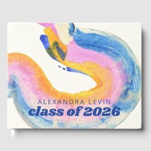 Artsy Abstract Blue Watercolor Graduation 2024 Guest Book