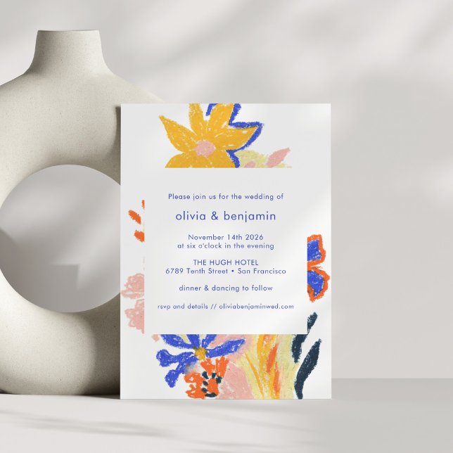 Artsy Abstract Floral Unique Colourful Wedding Invitation (Creator Uploaded)