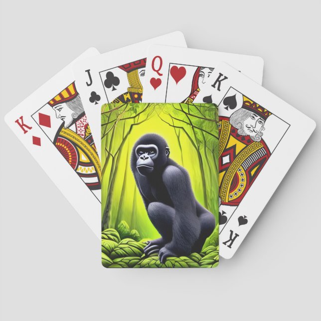 Artsy Abstract Jungle Gorilla Playing Cards (Back)