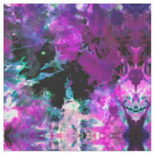 Artsy Abstract Modern Black Purple Tie Dye Fabric