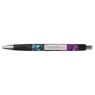 Artsy Abstract Modern Black Purple Tie Dye Pen