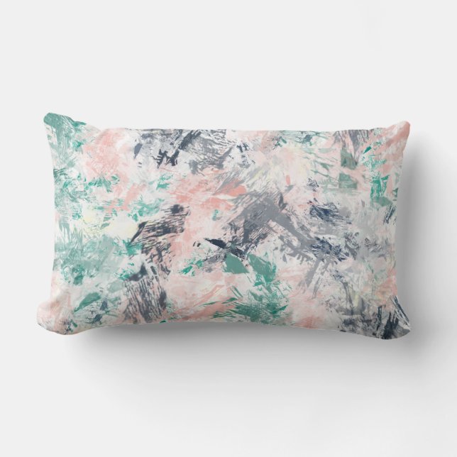 Artsy Abstract Pastel Brush Stroke Pattern Lumbar Pillow (Front)
