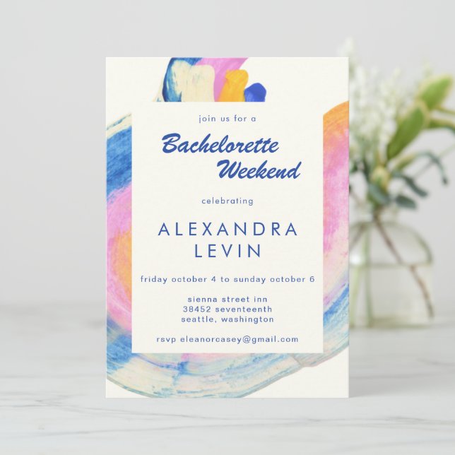Artsy Abstract Watercolor Bachelorette Weekend  In Invitation (Standing Front)