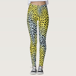 Artsy Abstract Yellow Gradient Leopard Pattern  Leggings