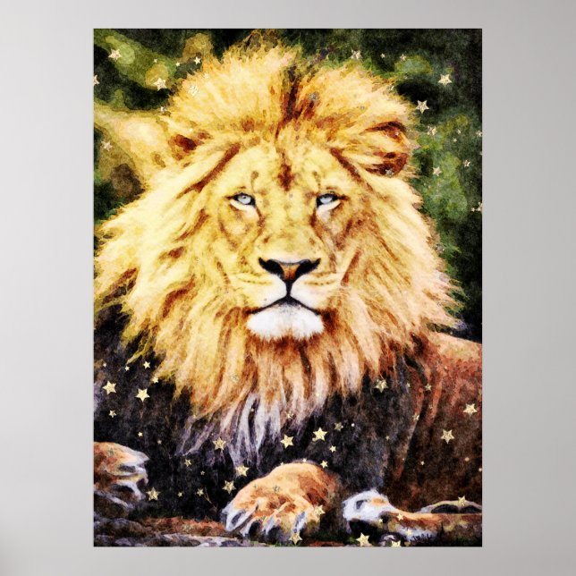 *~* Artsy AP23 Artistic Celestial  Golden LION Poster (Front)