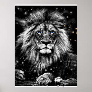 *~* Artsy AP23 Artistic Celestial  SILVER  LION Poster